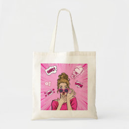 Bolsa Tote Saco Tote Arte Pop Rosa Garota Glam Glamour