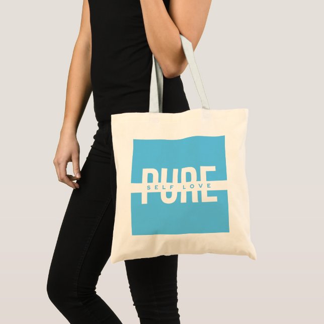 Bolsa Tote Saco Tote Azul e Branco Amor Próprio Puro (Frente (produto))