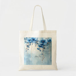 Bolsa Tote Saco Tote Blue Flowers and Pearls