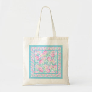 Bolsa Tote Saco Tote bonito com Rosas Rosa, Borboletas Branca