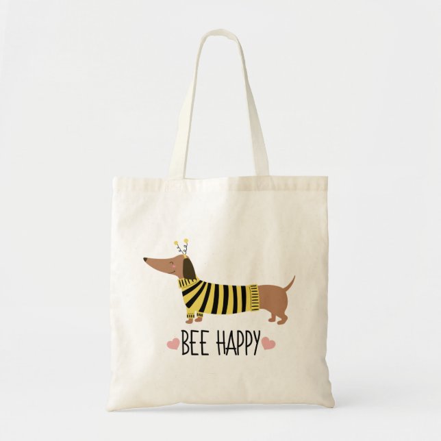 Bolsa Tote Saco Tote Cachorro Feliz Abelha (Frente)