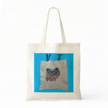 Saco tote com borboleta e florais