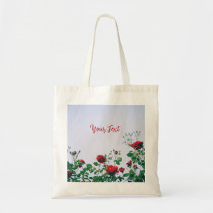 Bolsa Tote Saco Tote com Design de Rosa Vermelha e Texto Pers