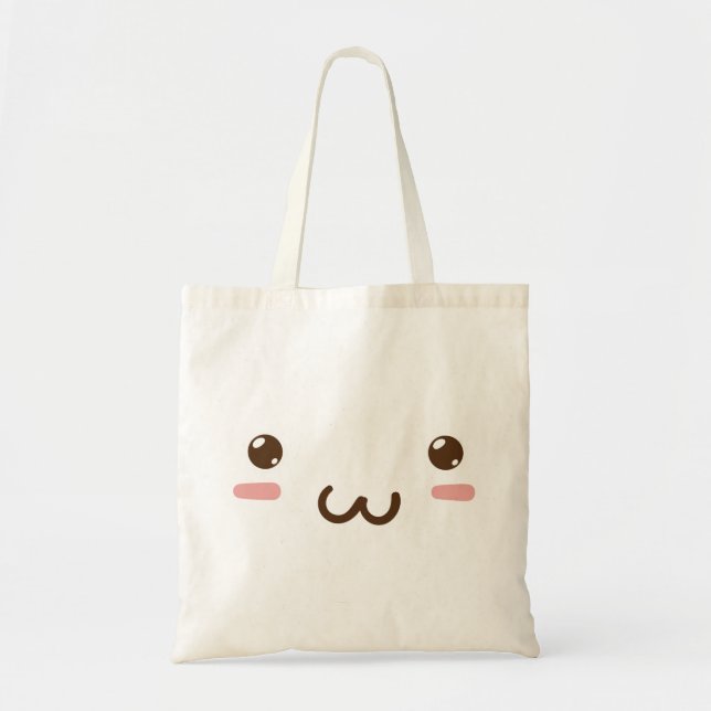 Bolsa Tote Saco Tote com Design de Rosto Fofo (Frente)