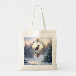 Bolsa Tote Saco Tote com Pássaro em Ornamento de Natal
