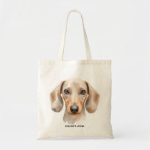 Saco Tote de Amante de Cachorro Dachshund em Aquar