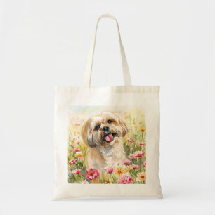 Bolsa Tote Saco Tote de Aquarela Lhasa Apso