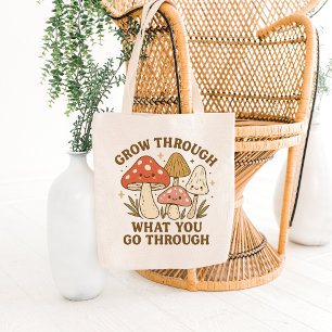 Bolsa Tote Saco Tote de Cogumelos Sorridente & Citação de Cre