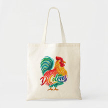 Saco Tote De Colores Colorido de Galo em Aquarela