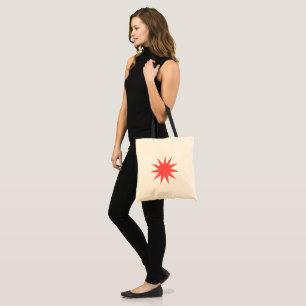 Bolsa Tote Saco Tote de Creme com Estrela Explosiva Vermelha 