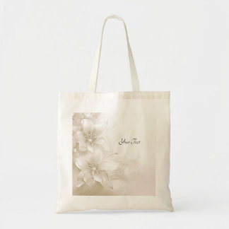 Bolsa Tote Saco Tote de Flores Brancas de Marfim