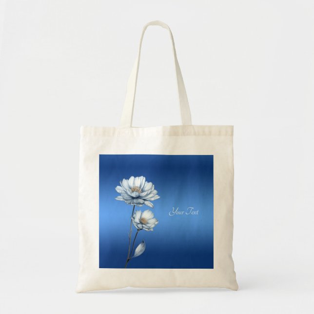 Bolsa Tote Saco Tote de Flores de Aquarela Azul (Frente)