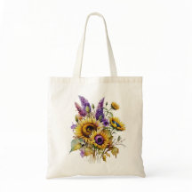 Saco Tote de Girassol e Lavanda