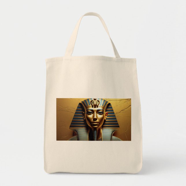 Bolsa Tote Saco Tote de Linha Áurea de Nefertiti – Egito Mode (Frente)