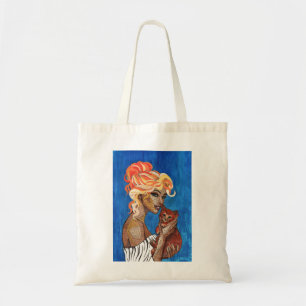 Bolsa Tote Saco Tote de Mãe de Gato em Colagem de Mídia Mista
