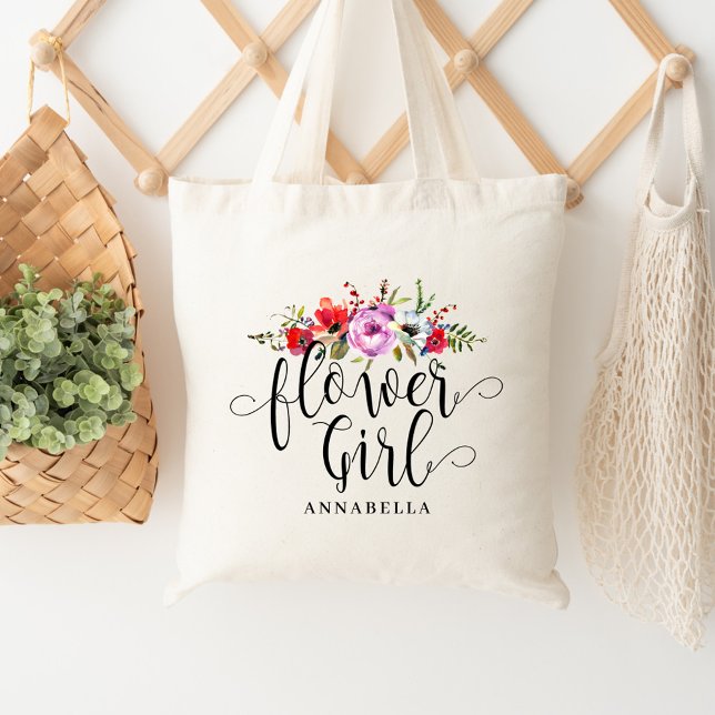 Bolsa Tote Saco Tote de Menina com Buquê de Flores (Criador carregado)