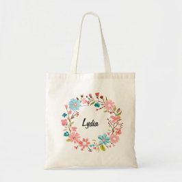 Bolsa Tote Saco Tote de Nome Floral Personalizado – Presente 