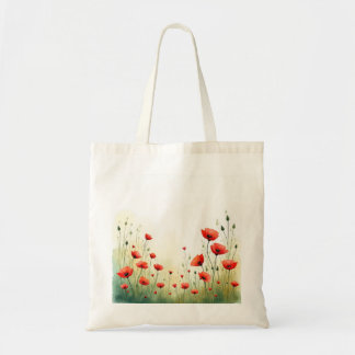 Bolsa Tote Saco Tote de Papoulas em Aquarela