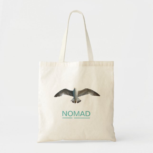 Bolsa Tote Saco tote de pássaro voador e caligrafia (Frente)