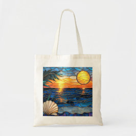 Bolsa Tote Saco Tote de Vidro Colorido Oceano Pôr do Sol