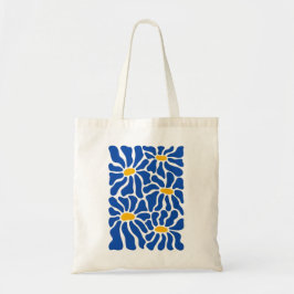 Bolsa Tote Saco Tote Floral Abstrato | Arte Retro Azul