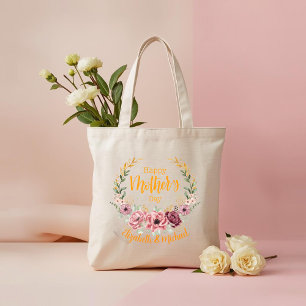 Bolsa Tote Saco Tote Floral Personalizado Feliz Dia das Mães