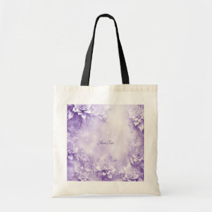 Bolsa Tote Saco Tote Flores Brancas Roxas