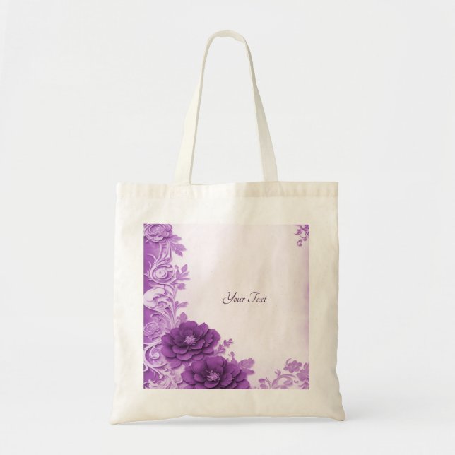 Bolsa Tote Saco Tote Flores Roxas Florescem (Frente)