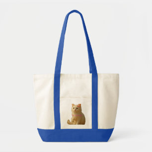 Bolsa Tote Saco Tote Gato Branco Fofo e Sedutor "Eu Sou Apena