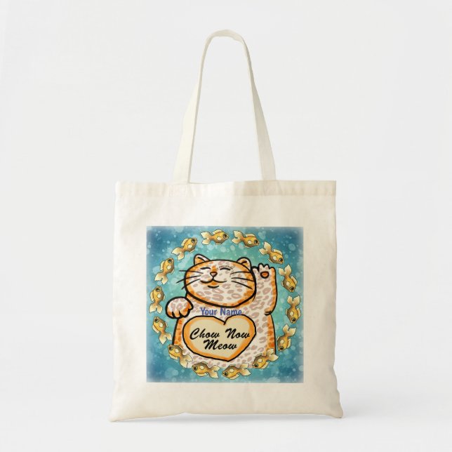 Bolsa Tote Saco tote Gato Sortudo Meow (Frente)
