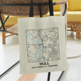 Bolsa Tote Saco Tote Mapa da Cidade de Hull, East Yorkshire