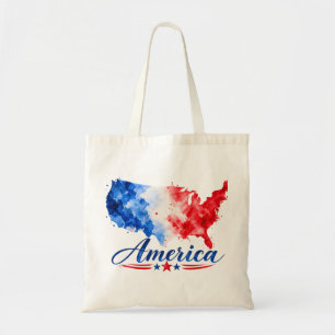 Bolsa Tote Saco Tote Mapa Watercolor EUA Patriótico