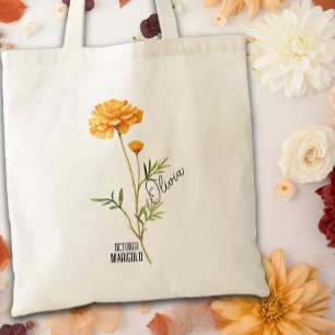 Bolsa Tote Saco Tote Nome Flor de Nascimento Mês Outubro Mari