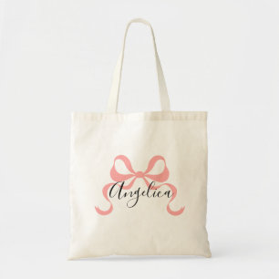 Bolsa Tote Saco Tote para Damas de Honra com Laço Rosa