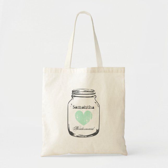 Bolsa Tote Saco tote para damas de honra de casamento rústico (Frente)