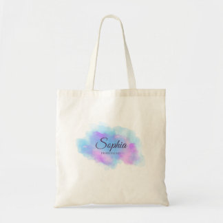 Bolsa Tote Saco Tote Personalizado com Nome em Aquarela para