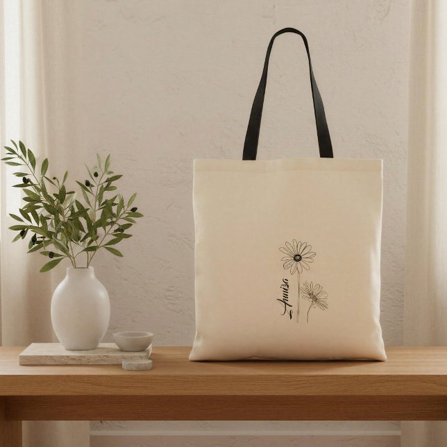 Bolsa Tote Saco Tote Personalizado Daisy com Nome (Criador carregado)