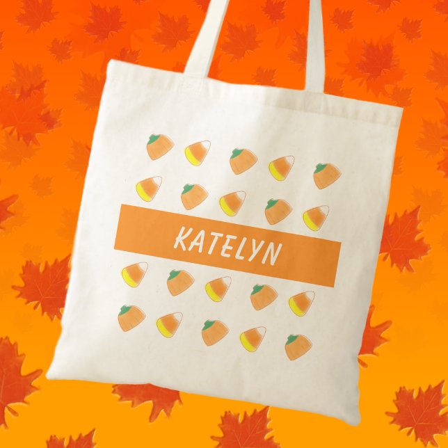 Bolsa Tote Saco Tote Personalizado de Abóbora e Candy Corn Cl (Criador carregado)
