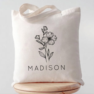 Bolsa Tote Saco Tote Personalizado Rústico de Flores Silvestr