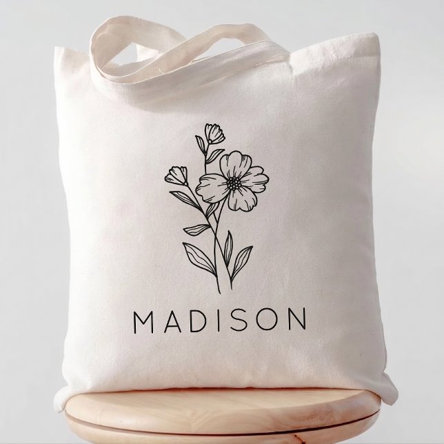 Bolsa Tote Saco Tote Personalizado Rústico de Flores Silvestr (rustic wildflower tote bag for Her, bridal party tote bag gift, bridesmaid proposal gift tote bag)