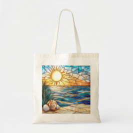 Bolsa Tote Saco Tote Pôr do Sol na Praia de Vidro Colorido