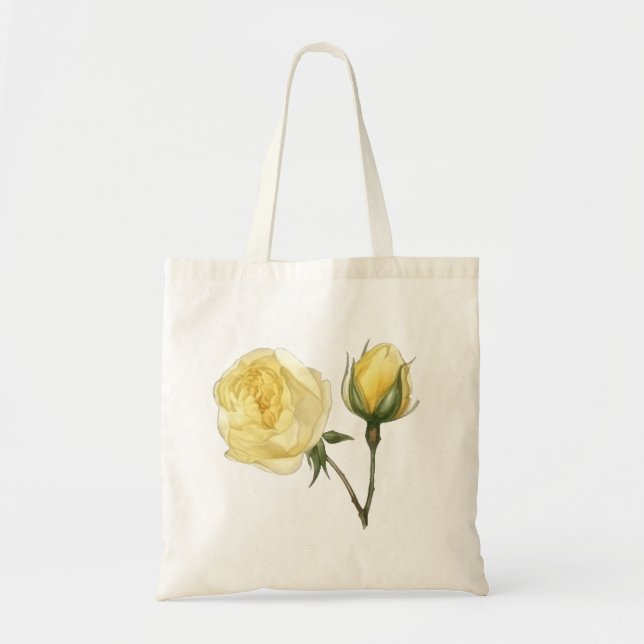 Bolsa Tote Saco tote "Rosa Amarela com Broto" (Frente)
