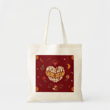 Saco Tote Tipografia Romântica Boho Presente