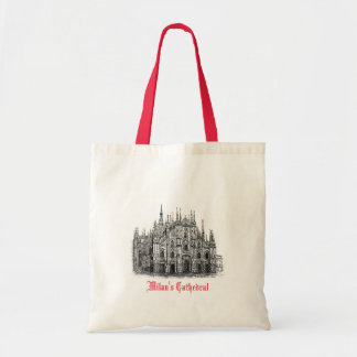 Bolsa Tote Saco Tote Vermelho Branco Desenho da Catedral de M