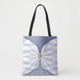 Bolsa Tote Saco Totó com Ilusão de Têxtil Azul Empoeirado com