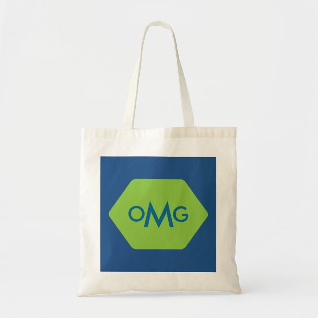 Bolsa Tote Saco verde azul monograma personalizado de 3 letra (Frente)