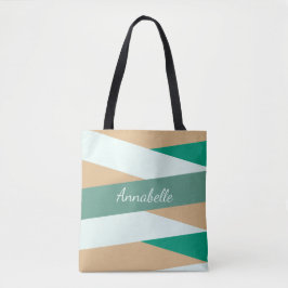 Bolsa Tote Saco Verde Branco Moderno Simples Monograma