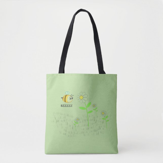 Bolsa Tote Saco Verde com Abelha (Frente)