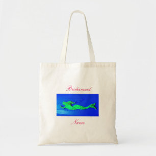 Bolsa Tote Saco verde da sereia da dama de honra