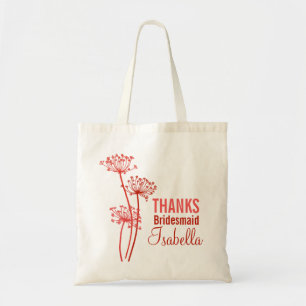 Bolsa Tote Saco vermelho da dama de honra da flor gráfica